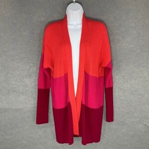 Coldwater Creek Open Front Casual Cardigan‎ Color Block Merino Wool Blend Sz M
